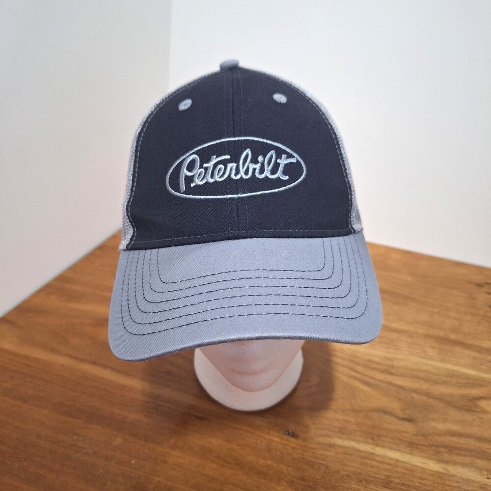 Peterbilt Trucks Mesh Baseball Hat Snap Back Black & Grey Cap Diesel Semi Truck